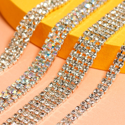 2 Yard White claw silver gold handsew rhinestones chain for dance clothes DIY hand-sewn gemstones belt decoration bag accessories hair accessories