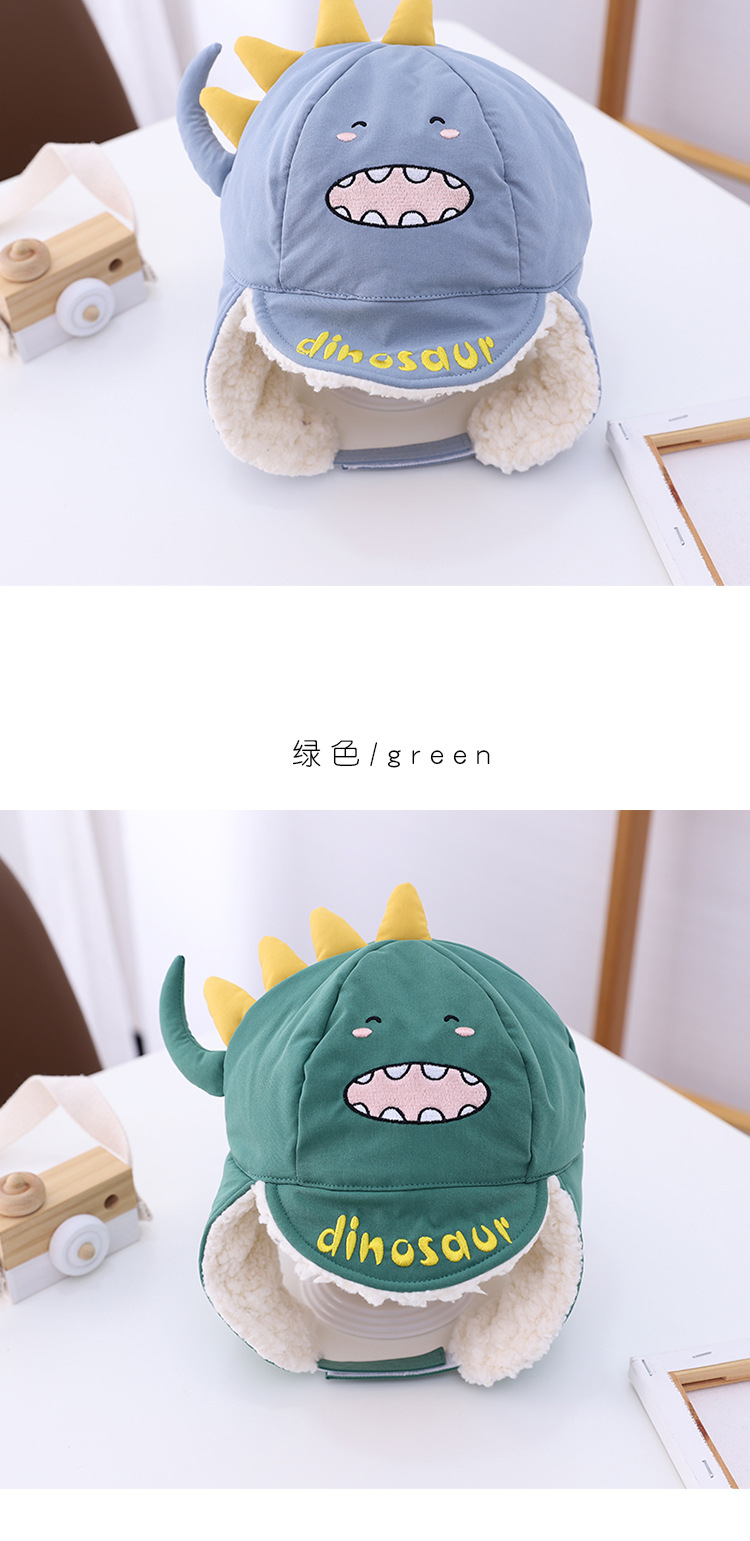 Children's Winter Ear Protection Cute Cartoon Dinosaur Windproof Hat display picture 7