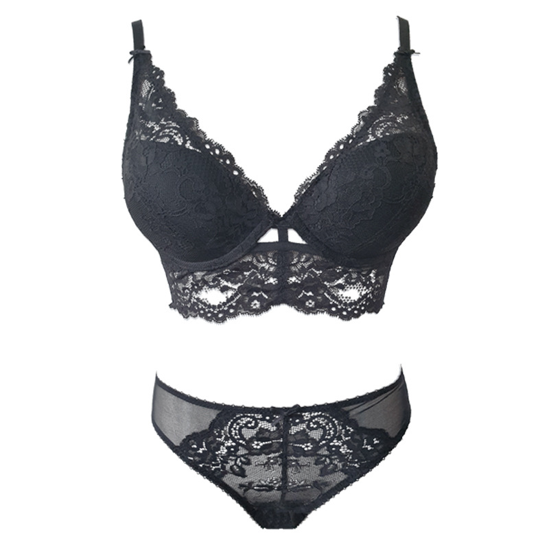 New Cross-Border French Style Top Thin And Bottom Thick Sexy Lace Women's Big  Breasts Small Bra Set Comfortable Bra For Women Manufacturer