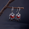 Retro earrings pomegranate with tassels, silver 925 sample