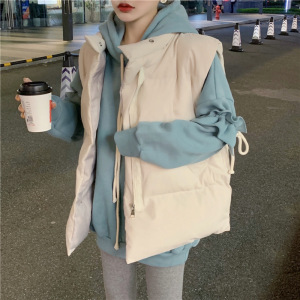 两件套/秋冬时尚套装女气质棉服马甲外套+韩版宽松加绒连帽卫衣潮