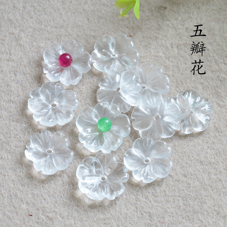 15mm水沫玉立体中孔五瓣花花瓣 DIY饰品配件