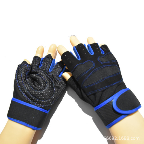 厂家直批举重单杠杠铃防起茧半指手套加长腕带透气防滑健身男女通