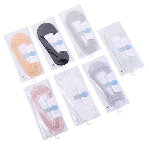 Adult socks 100% cotton jacquard plain invisible women's socks summer shallow mouth boat socks cotton bottom ice silk silicone anti-slip 