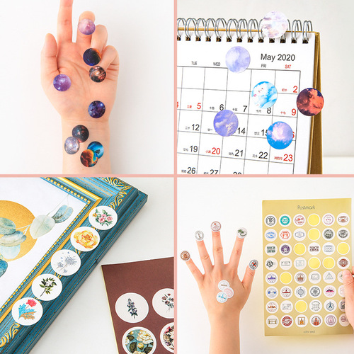 ins Morandi color earth color sealing stickers style colorful polka dot stickers handbag peripheral card stickers photo stickers