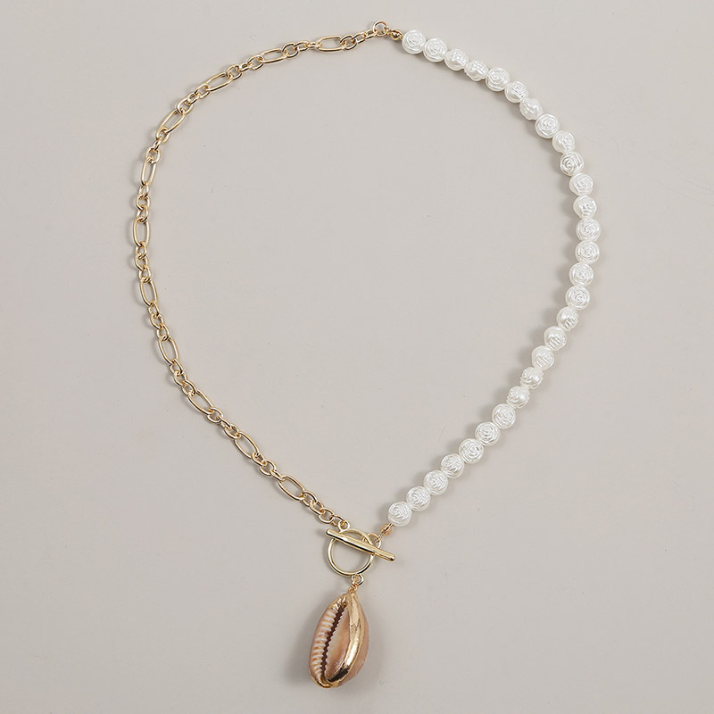 Collar De Mujer Asimétrico Creativo Con Colgante De Perlas De Concha Natural De Moda display picture 5