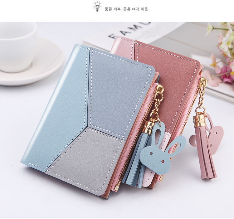 New Style Ladies Wallet Short Color Contrast Stitching Coin Purse Korean Style Buckle Zipper Wallet Wholesale display picture 8