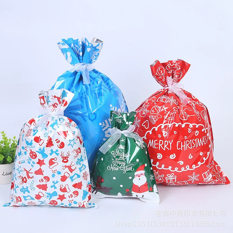 Конфеты мешок на складе оптом Рождественский подарок мешок поставки Drawstring скошенный Хэллоуин пластиковые конфеты мешок оптом