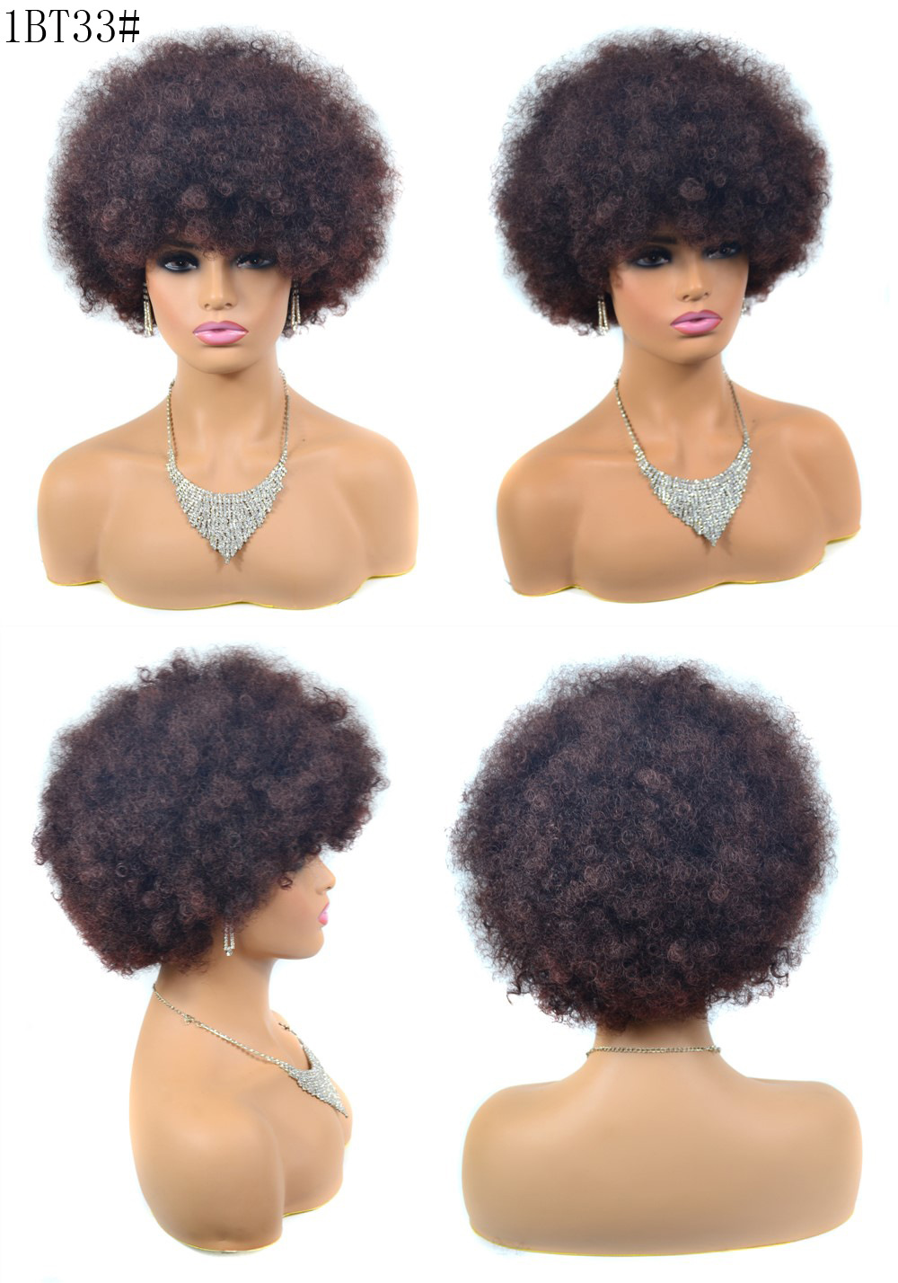 Synthetic wig Explosive microwave curly hair fluffy short wig headband_voghion.com