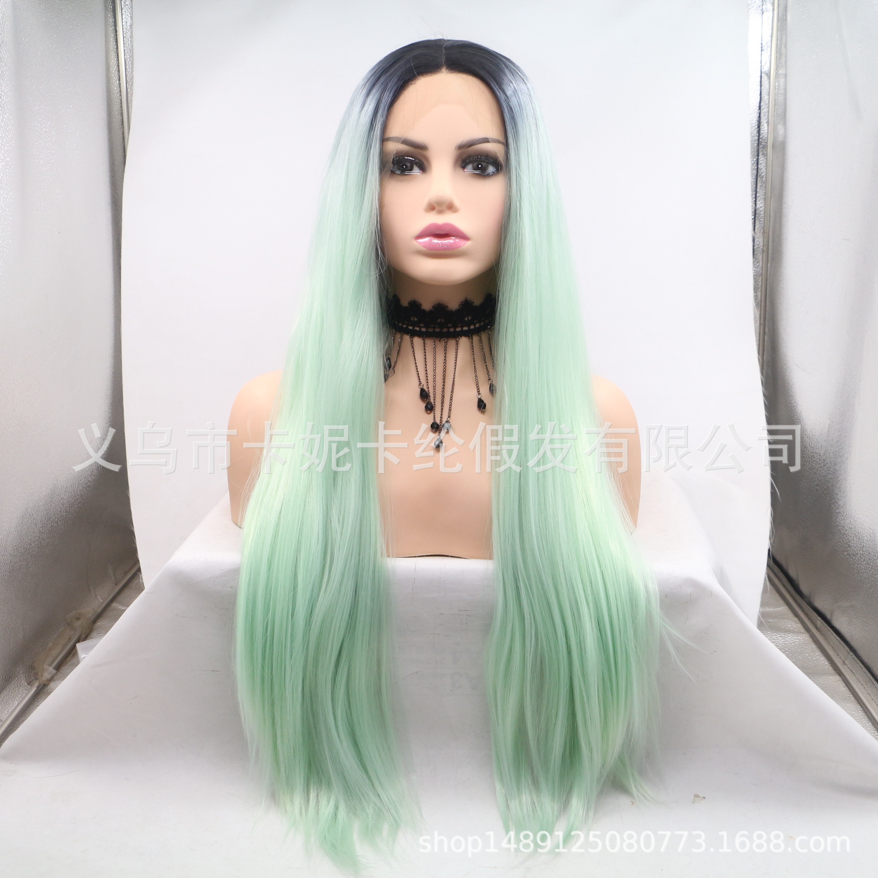 Moda europea y americana de 2 colores de cabello recto ondulado de encaje en stock