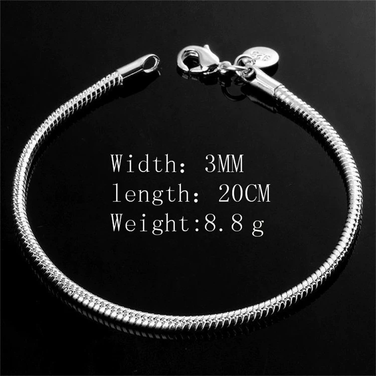 Аксессуар, серебряный браслет, ожерелье, европейский стиль, Aliexpress, 3мм, простой и элегантный дизайн, на заказ, оптом