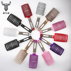 Large curved comb rib comb pig bristles anti-static curved massage comb nine-row comb styling curly hair plastic smoothing comb