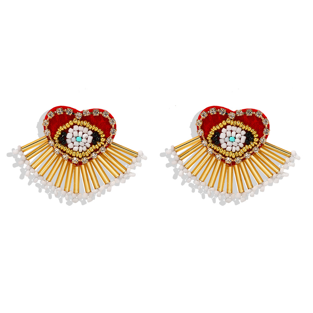 Même Produit Sur Le Site Officiel De Mode Creative Exquis Perlé Boucles D'oreilles Croix-frontière Vente Chaude Nouveau À La Mode L'amour Les Yeux Diamant Boucles D'oreilles display picture 9