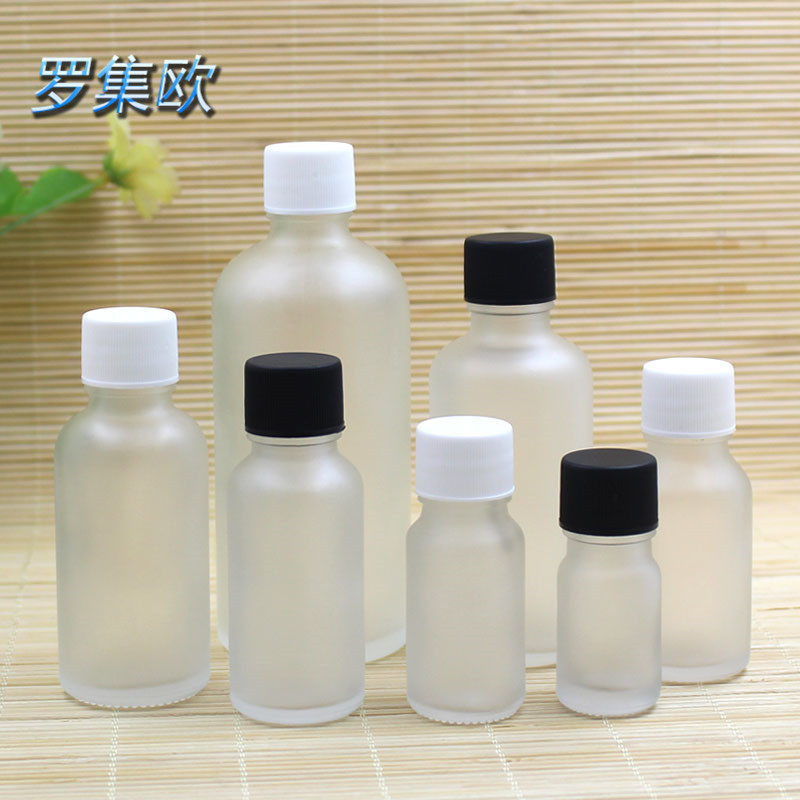 透明磨砂精油瓶现货玻璃分装调配空瓶5ml-100ml化妆品包材 黑细纹