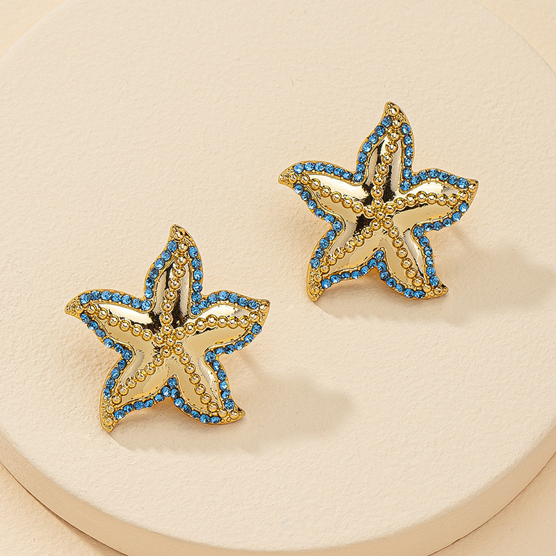 moda 1 par de pendientes de estrellas de mar de diamantes venta al por mayor de venta calientepicture6