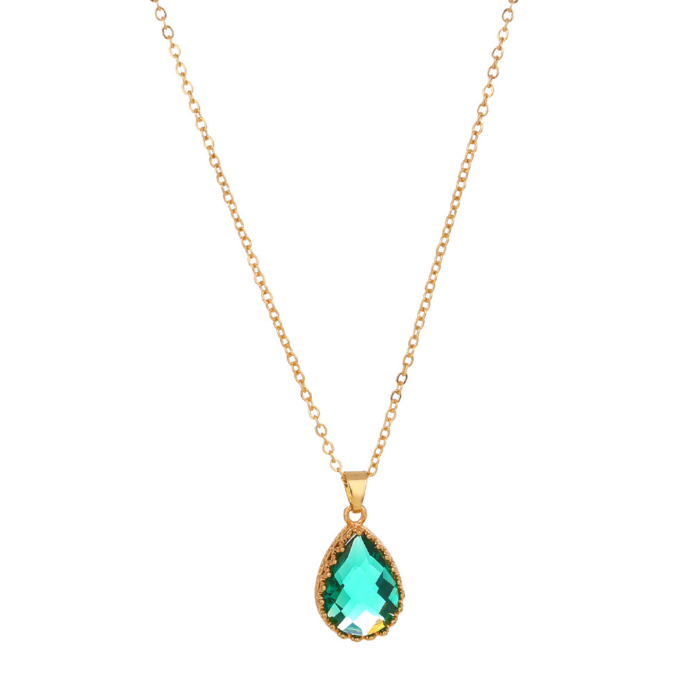 Fashion Treasure Green Water Drop Crystal  Necklace display picture 7