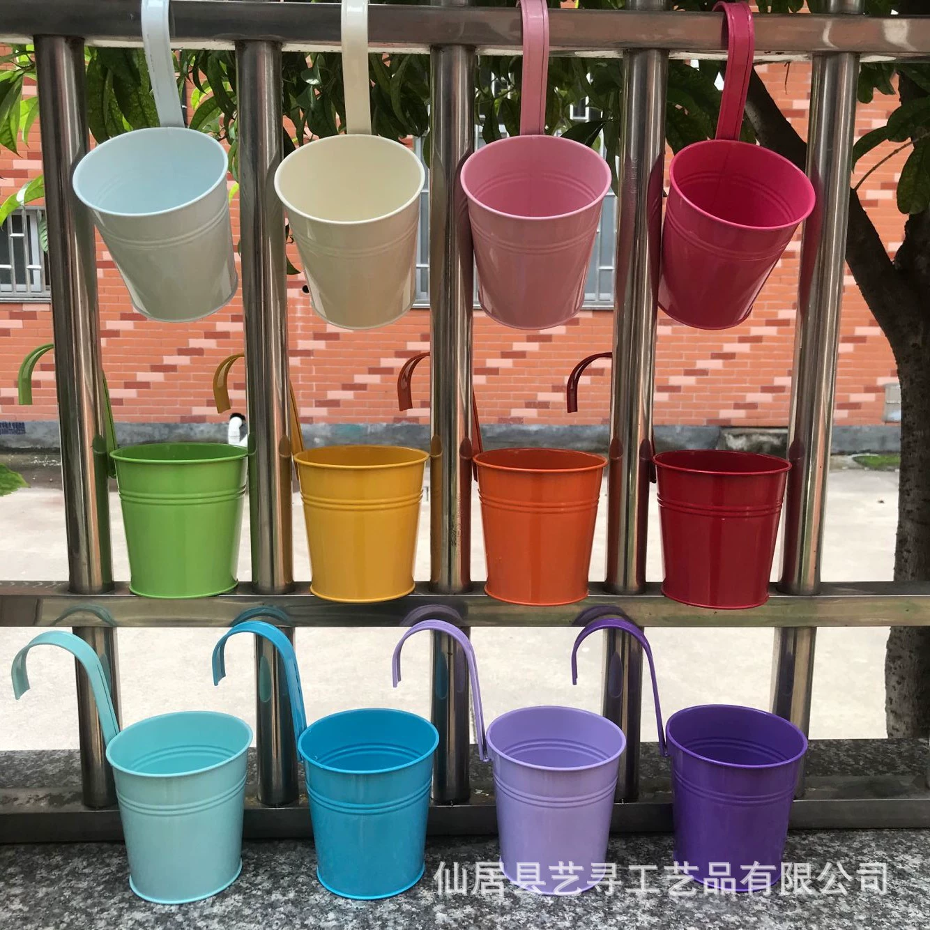 Съемное 10-цветное железное подвесное ведро, балконные перила, подвесной цветочный горшок, макаронное цветное железное подвесное ведро