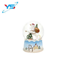 厂家直销卡通树脂水球摆件创意独角兽闪光水晶球圣诞礼物批发定制