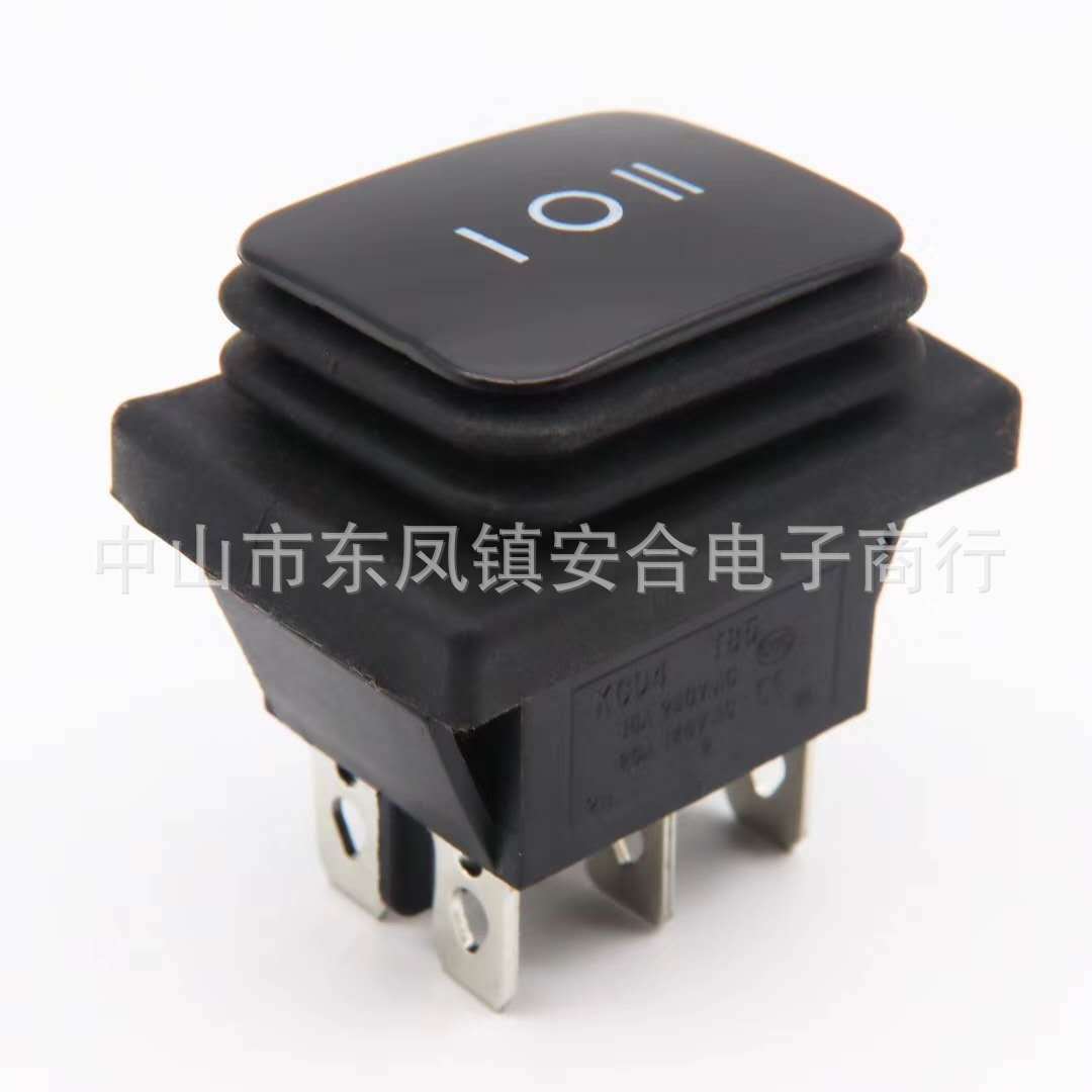 热销KCD4连体防水船形开关 防尘|放油6脚3档带防水皮16A电源开关