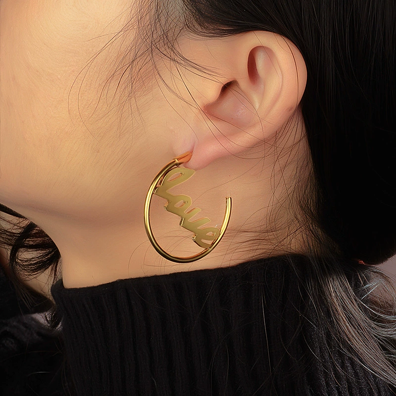 Brand earrings, golden pendant, 18 carat, internet celebrity