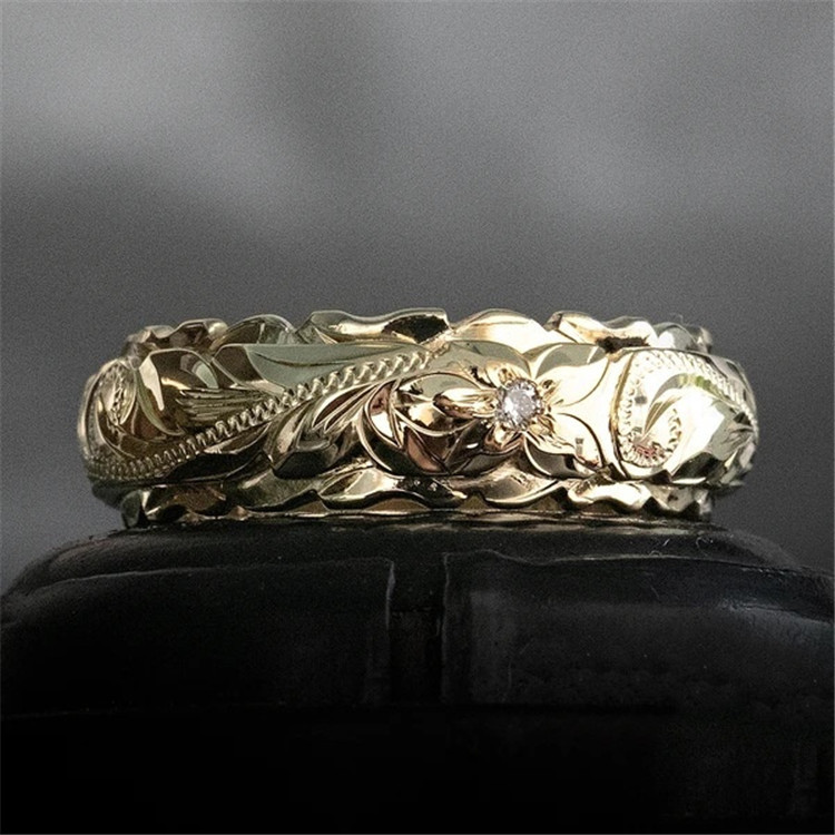 1 Piece Fashion Flower Alloy Carving 14k Gold Plated Women's Rings display picture 3