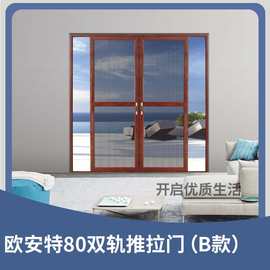 广州厂家订制双轨铝合金推拉门防盗网防蚊纱门金刚网平开纱门窗花