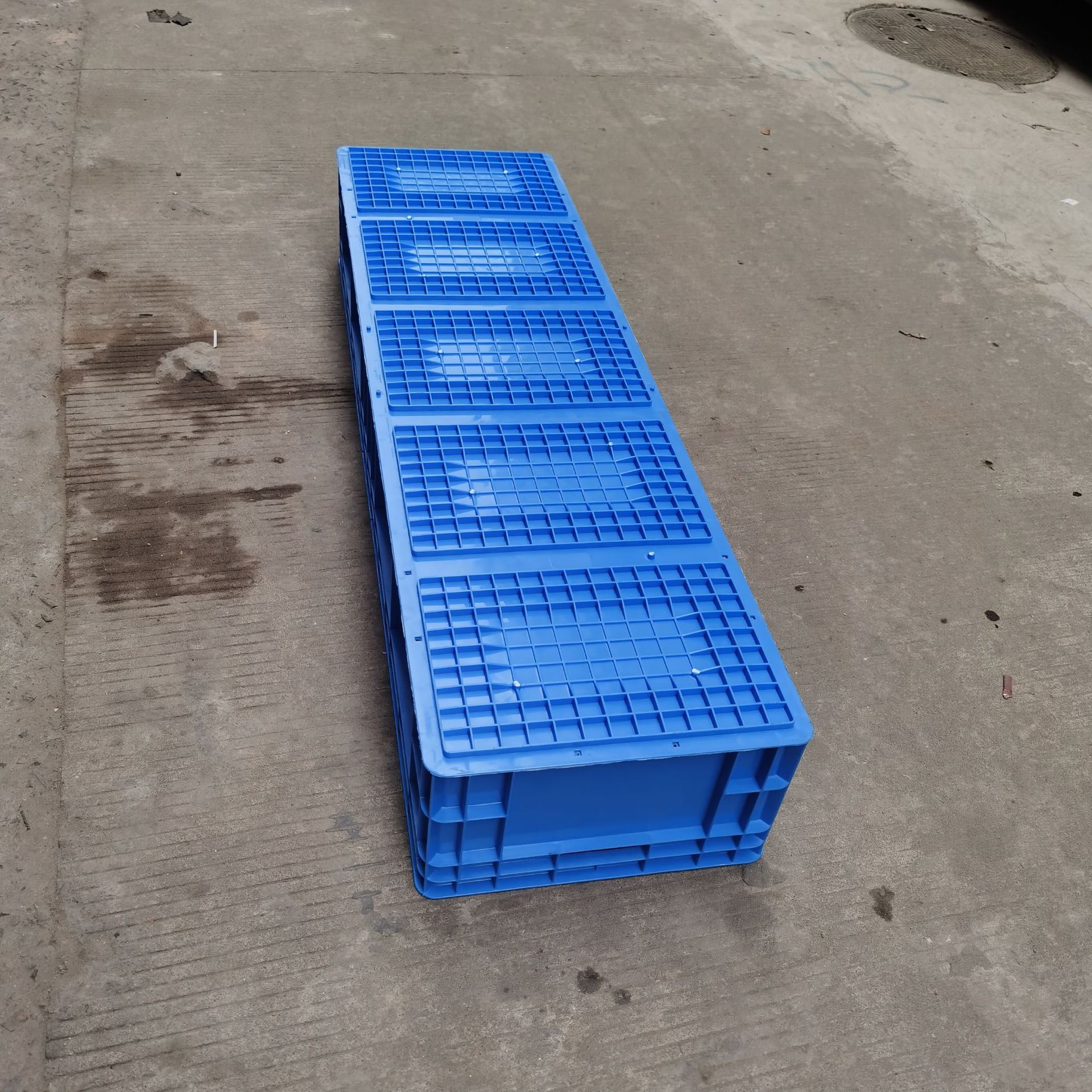 EU41422塑胶物料周转箱 汽配EU标准箱长方形1米4加长EU蓝色周转箱