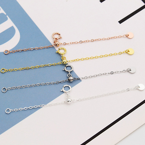 S925 sterling silver DIY necklace hand and anklet tail chain adjustable chain extension chain growth calendered cross extension chain