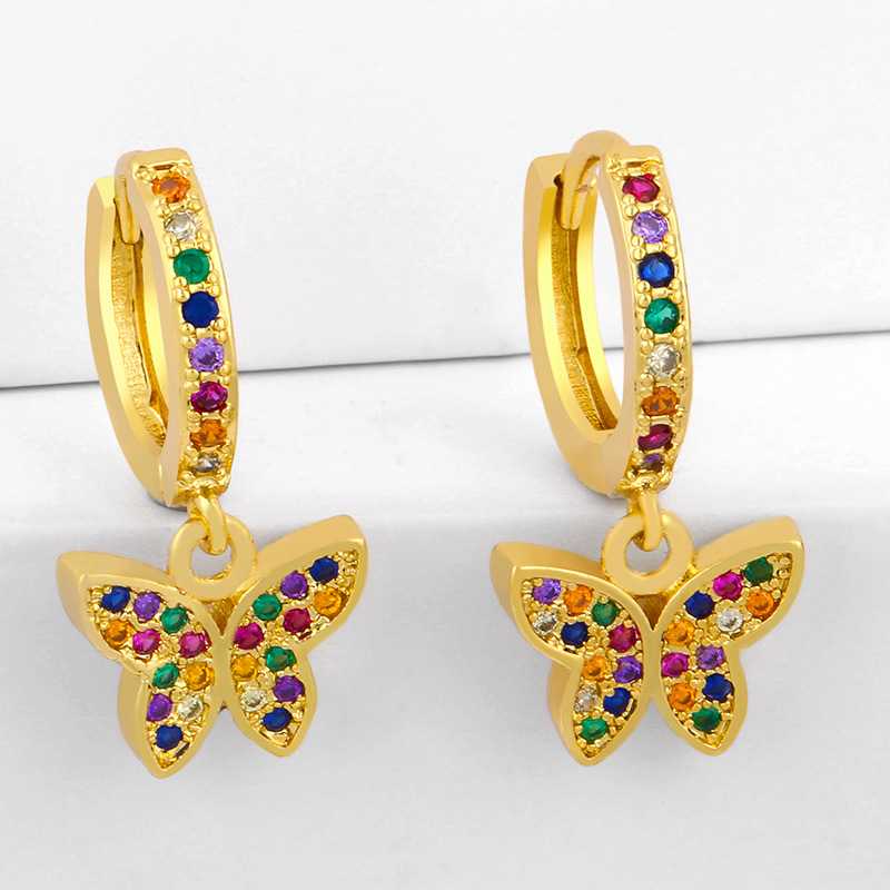 Européen Et Américain Exagérée Diamant Papillon Boucles D'oreilles Bohème Arc-en-oiseau Boucles D'oreilles Femelle Croix-frontière E-commerce Exclusif Pour Ers96 display picture 4