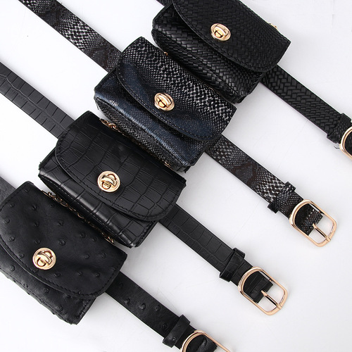 Women's leather belt, trendy leopard-print waist bag, mini chain bag—stylish, versatile, and detachable; factory wholesale.