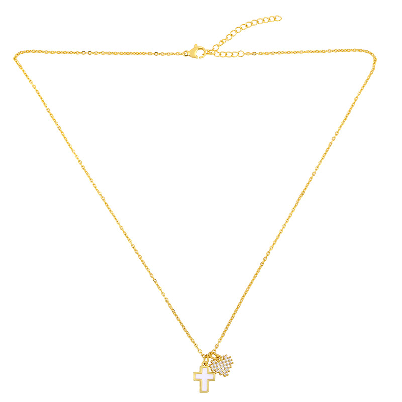 Korean short five-pointed star shell pendant diamond four-leaf clover copper clavicle chain necklace