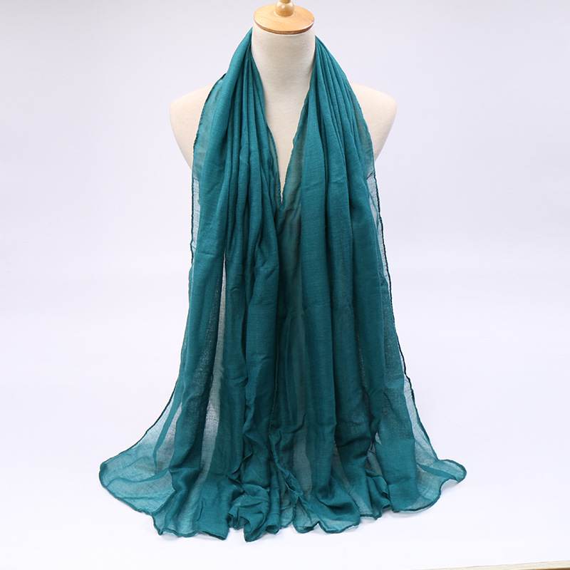 Frau Einfacher Stil Einfarbig Bali Garn Nähen Baumwolle Leinen Schals display picture 31