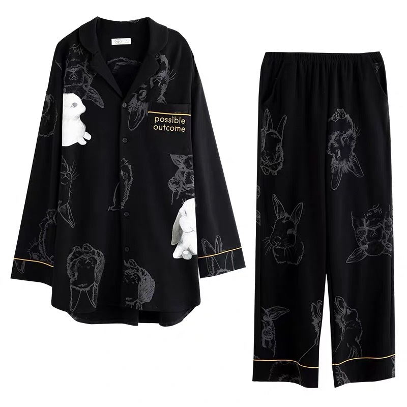 Pijamas de mujer de primavera y otoño 100% algodón de manga larga cardigan casual Otoño e Invierno algodón desgaste del hogar otoño traje de otoño