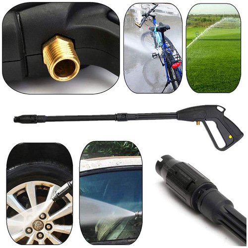 Household high-pressure water gun M14 car wash water gun rotating lotus nozzle water gun adjustable 5m water pipe set wholesale