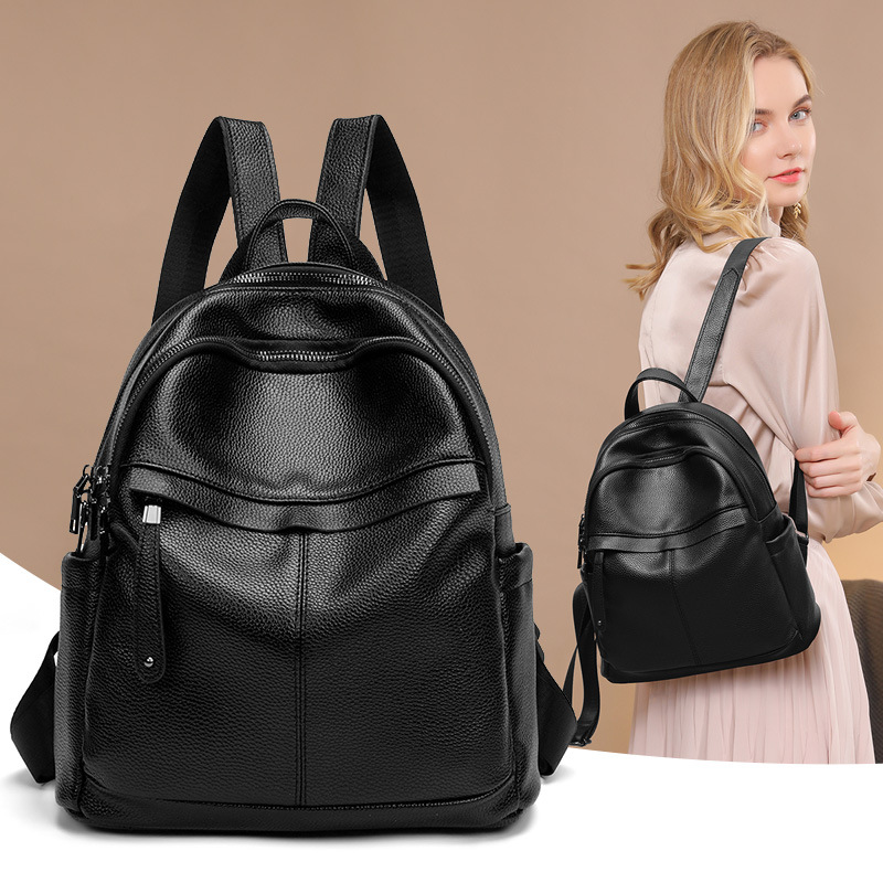 Women's Leather Backpack Casual Versatile Anti-theft Daypack_voghion.com