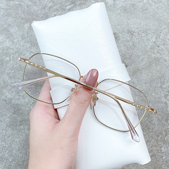 2021 New Plain Aviator Anti-Blue Light Natural Face Frame Asymmetrical Polygon Eyeglasses for Women