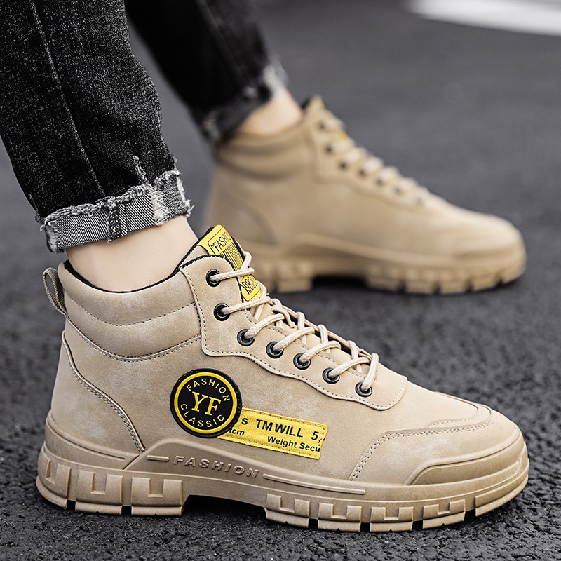 Summer breathable men's shoes construction shoes high -top casual…
