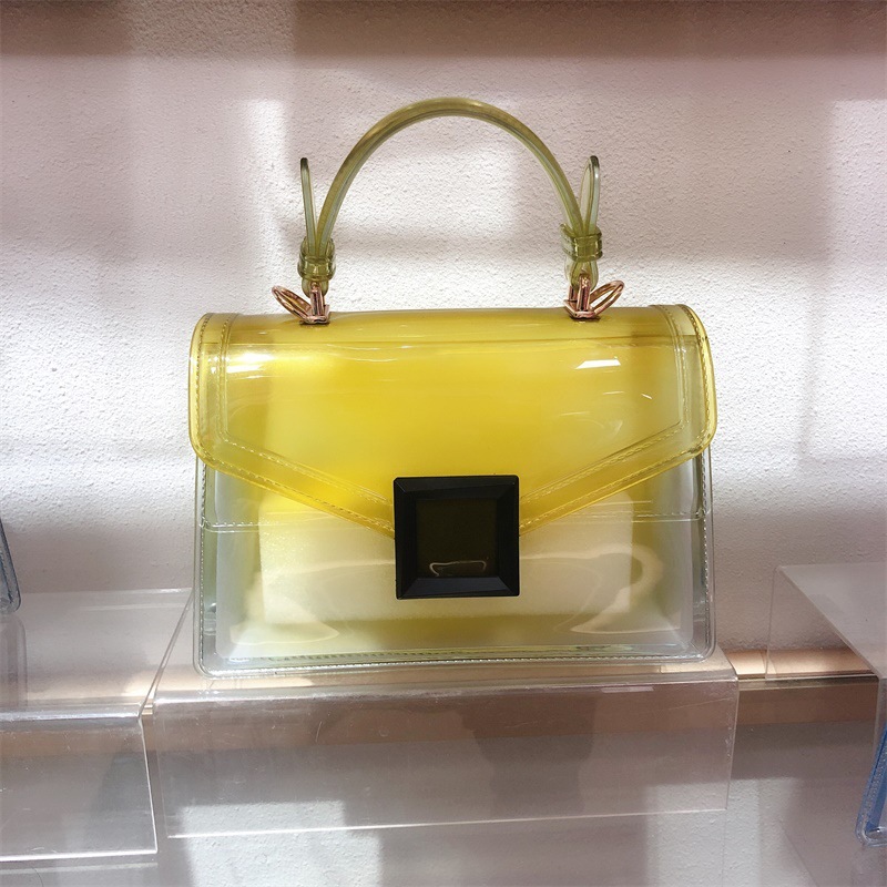 Clearance jelly bag, transparent pvc women's bag, gradient color small square bag, handbag, single-shoulder crossbody women's bag in stock undefined