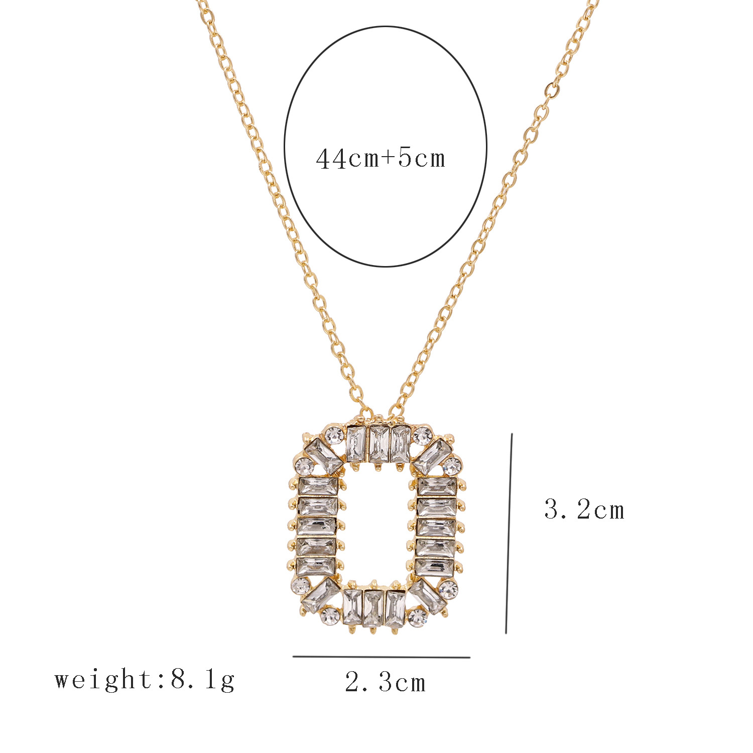 Fashion Style Accessories Ornaments Diamond Geometric Square Pendant  Necklace Short Sweater Chain Wholesale Nihaojewelry display picture 1