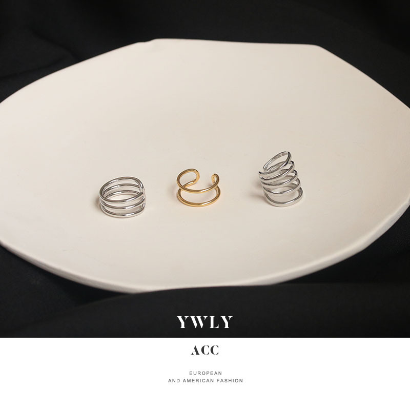 Europe and America Cold line Ear bones ins personality A small minority Hip-hop Versatile No pierced ears Earrings