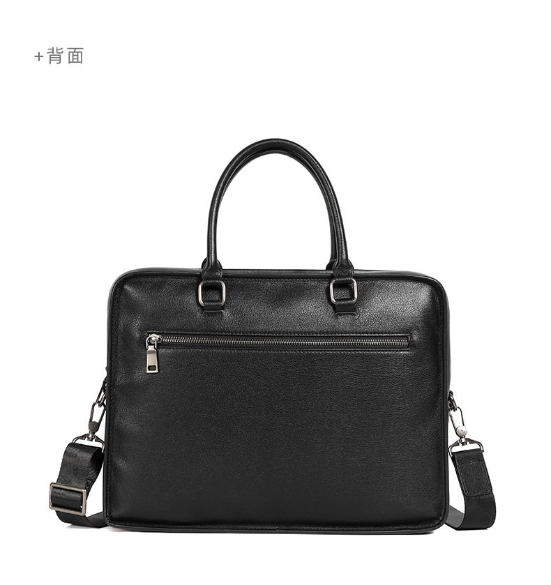 Túi xách tay nam da bò thật ngang 38×9×29 cm đựng laptop 14 inch — Màu đen chi tiết 15
