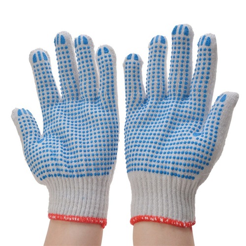 点塑防护手套点珠棉线手套工作劳动透气点胶手套加厚工作劳保手套