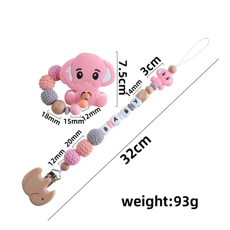 Nueva haya chupete clip elefante mordedor pulsera bebé de silicona elefante molar juguete chupete cadena anti-caída de la cadena