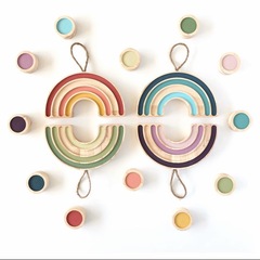 Instagram-style rainbow track building blocks DIY coloring painting brain-teaser toy for early education Montessori