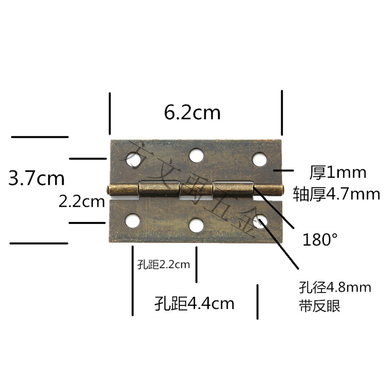 청동 6.2CM 사각 경첩 180 도 철 경첩 선물 상자 힌지 62*37MM 상자 다시 유니버설