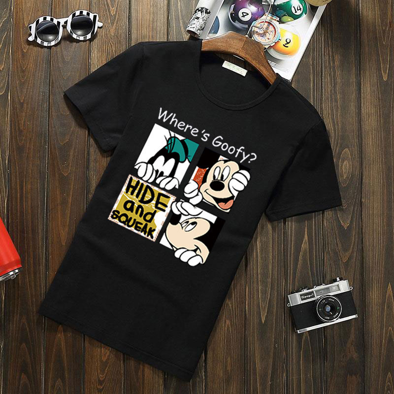 Men's Tight Stretch Short-sleeved T-shirt Four-figure Cute Mickey Digital Print Sports Fitness Clothes