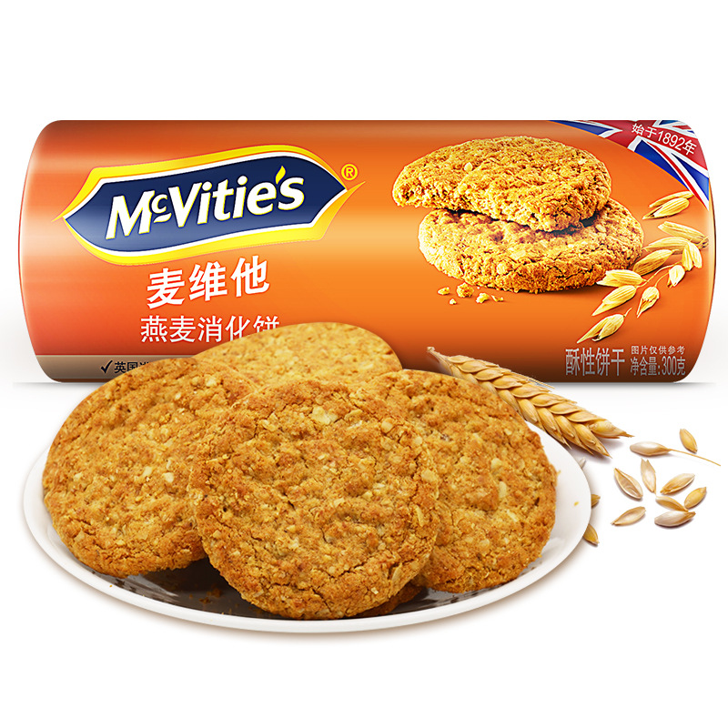 英國進口零食品 麥維他全麥燕麥消化餅幹300g 粗糧代餐點心小吃