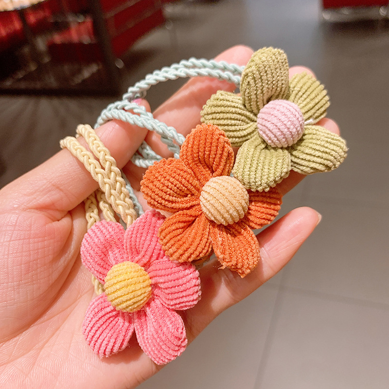 Korean Corduroy Flower  Candy Color Head Rope display picture 3