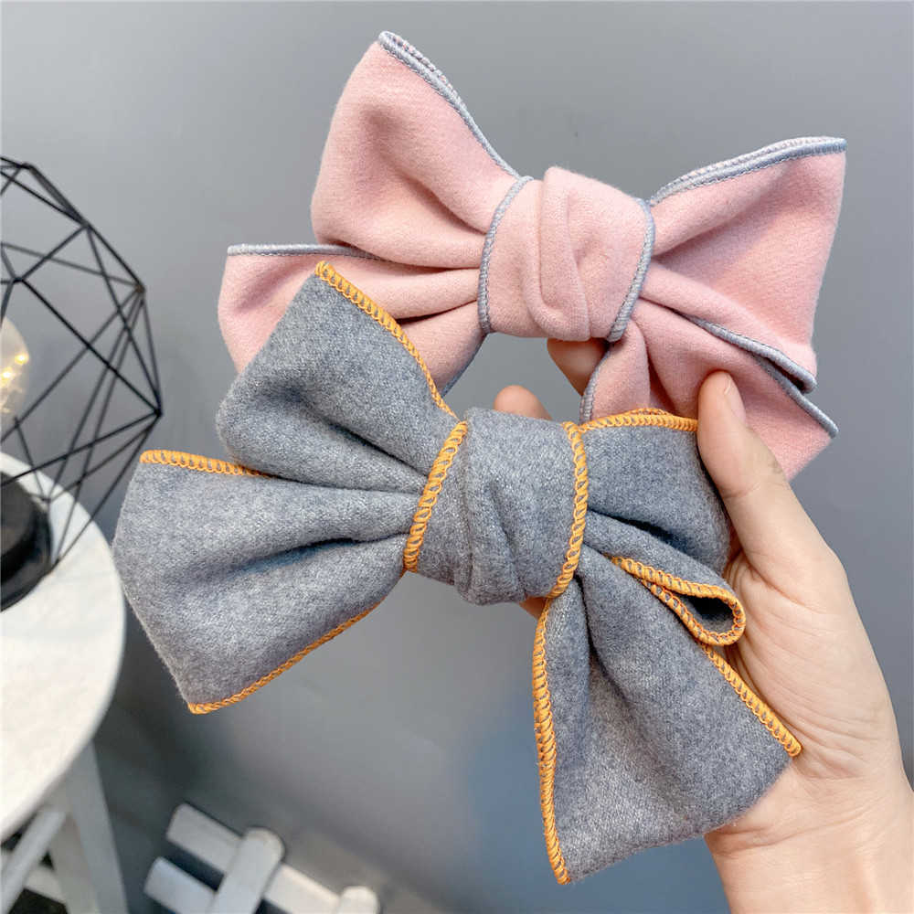 Flocking Woolen Fabric Big Bow Hairpin display picture 6