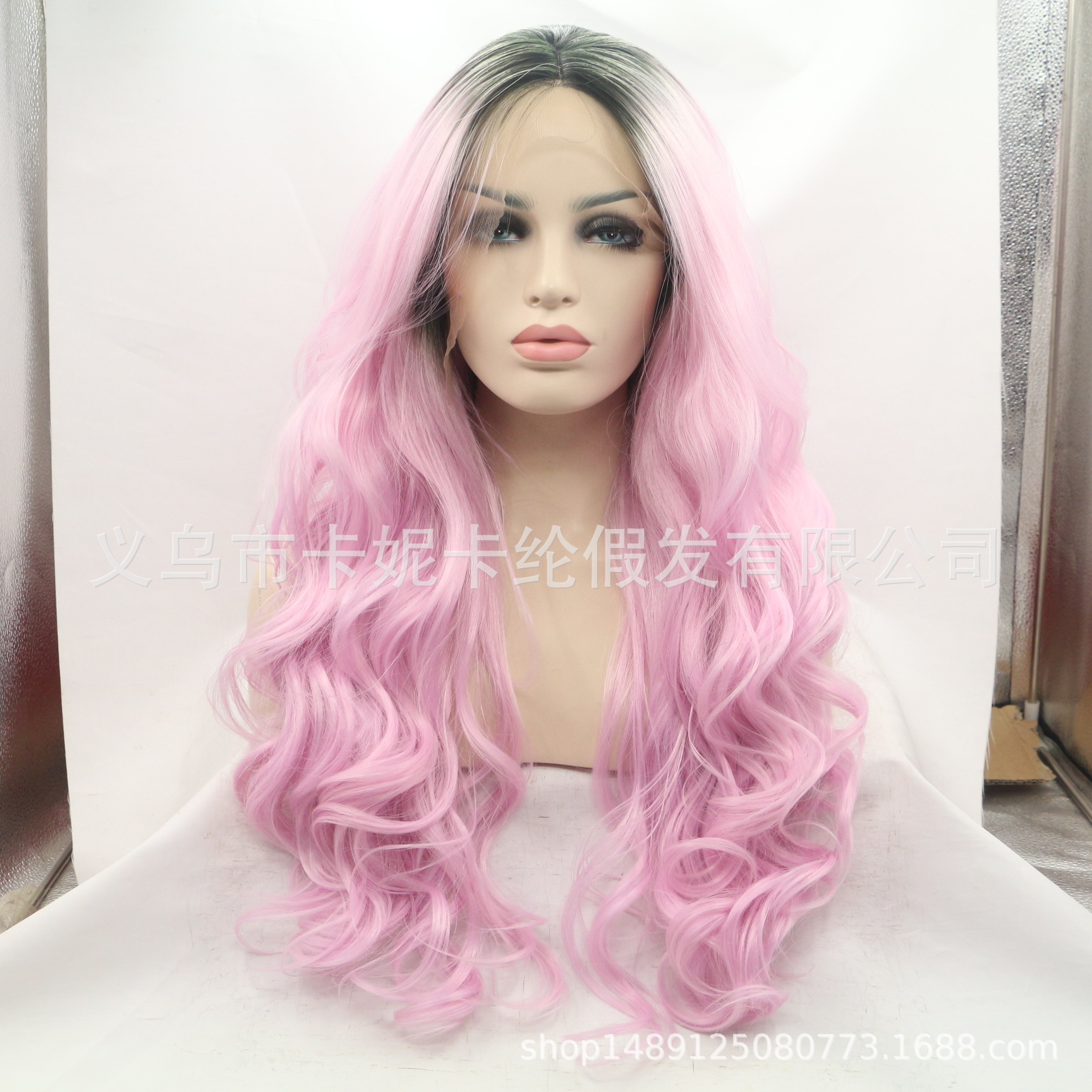 Moda europea y americana de 2 colores ondulado cabello de encaje de moda peluca en stock